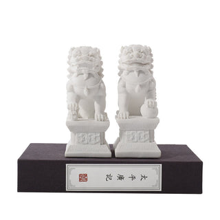Buddha Gift 2Pcs Lion Statue Courage Strength Resin Home Office Decoration