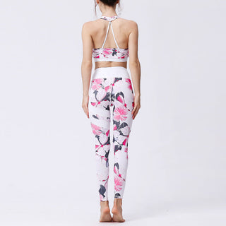 Buddha Gift 2Pcs Sunflower Flowers Leaves Print Top Pants Sports Fitness Yoga Women's Yoga Sets