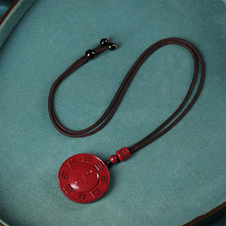 Buddha Gift Cinnabar Yin Yang Bagua Blessing Necklace Pendant