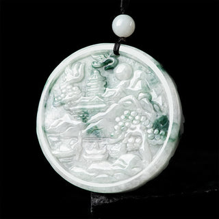 Buddha Gift Mountain Landscape Jade Abundance String Necklace