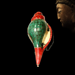 Buddha Gift Tibetan Handmade Shankha Om Mani Padme Hum Buddha Conch Shell Lucky Decoration