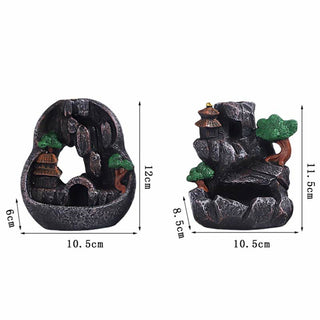 Buddha Gift Mountain Bridges Pattern Meditation Resin Backflow Incense Burner