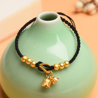 Buddha Gift Handcrafted Lily Of The Valley Flower Charm Design Luck Protection Braided Bracelet