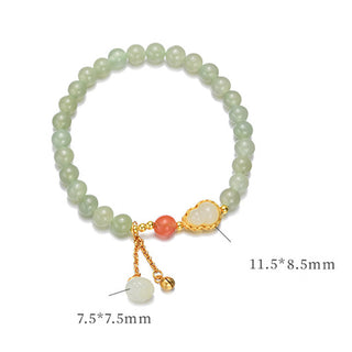 Buddha Gift 925 Sterling Silver Hetian Jade Gourd Lotus Abundance Luck Bracelet