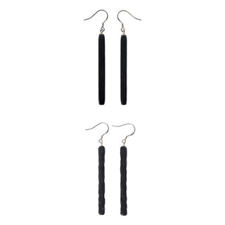 Buddha Gift 925 Sterling Silver Ebony Wood Texture Balance Peace Drop Dangle Earrings