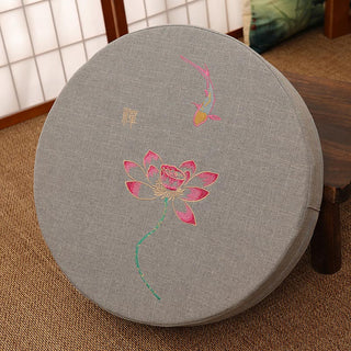 Buddha Gift Lotus Embroidery Cotton Linen Meditation Seat Cushion