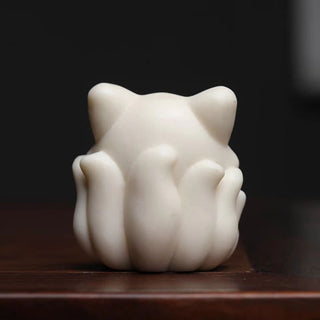 Buddha Gift Mini Nine Tailed Fox Ivory Fruit Sandalwood Green Sandalwood Blessing Decoration
