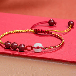 Buddha Gift Natural Cinnabar Jade Peace Buckle Blessing Bracelet