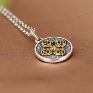Buddha Gift 925 Sterling Silver Double Dorje Vajra Blessing Necklace Pendant