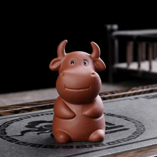 Buddha Gift Chinese Zodiac Purple Clay Wealth Ceramic Tea Pet Home Figurine Decoration