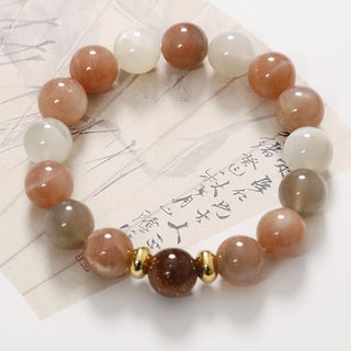 Buddha Gift Natural Sun Stone Gold Sandstone Wealth Positive Bracelet