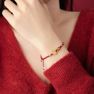 Buddha Gift Handmade 925 Sterling Silver Cherry Blossoms Sakura Chalcedony Luck Bracelet