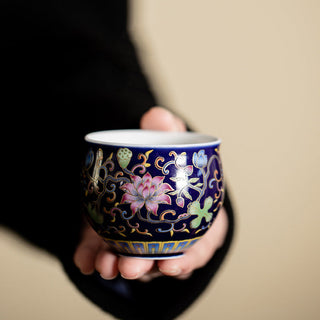 Buddha Gift Lotus Flower Pod Pattern Ceramic Teacup Kung Fu Tea Cup 80ml