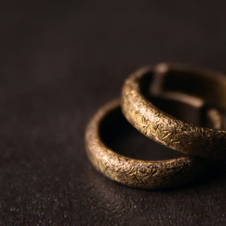 Buddha Gift Tibetan Vintage Texture Design Copper Luck Couple Ring