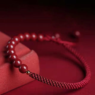 Buddha Gift Natural Cinnabar King Kong Knot Blessing String Bracelet