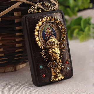 Buddha Gift Ebony Wood Elephant God of Fortune Buddha Blessing Necklace String Pendant