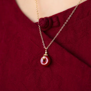 Buddha Gift Cinnabar Peace Buckle Calm Blessing Necklace Pendant