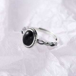 Buddha Gift 925 Sterling Silver Black Onyx Fortune Ring