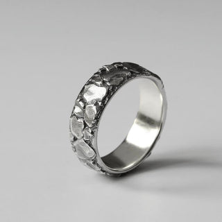 Buddha Gift Rock Pattern Luck Blessing Copper Ring