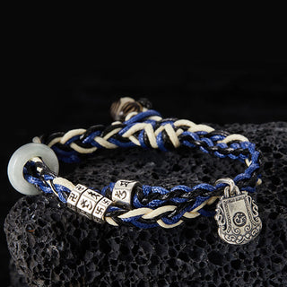 Buddha Gift 925 Sterling Silver Om Mani Padme Hum Swastika Handmade Protection Bracelet