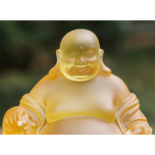 Buddha Gift Handmade Laughing Buddha Figurine Liuli Crystal Art Piece Wealth Statue Home Decoration