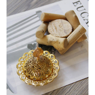Buddha Gift Gold Alloy Healing Mini Incense Burner With Wooden Coaster Home Decor