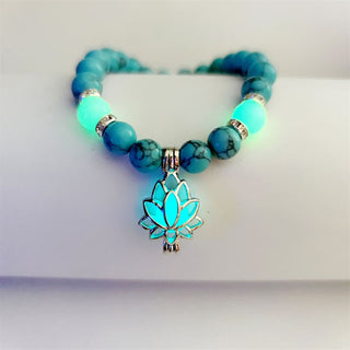 Buddha Gift Tibetan Turquoise Glowstone Luminous Bead Lotus Protection Bracelet