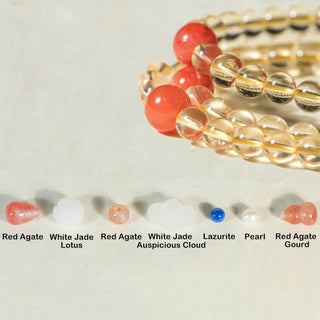 Buddha Gift 108 Mala Beads 925 Sterling Silver Natural Citrine Red Agate White Jade Prosperity Charm Bracelet