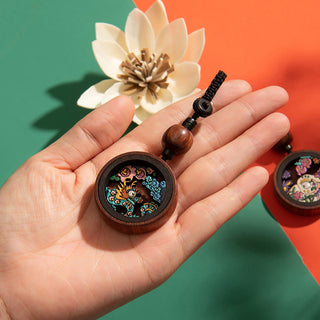 Buddha Gift Year Of The Dragon Hand Painted Chinese Zodiac Rosewood Carved Calm Key Chain