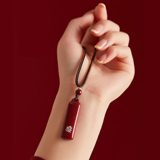 Buddha Gift Chinese Zodiac Natal Buddha Cinnabar Amulet Protection String Necklace Pendant