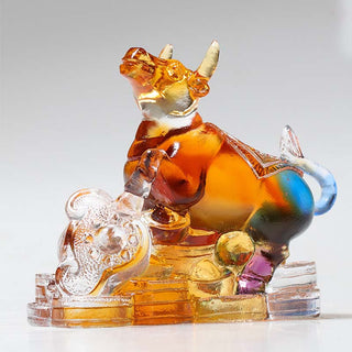 Buddha Gift Year of the Dragon Handmade 12 Chinese Zodiac Liuli Crystal Art Piece Protection Home Office Decoration