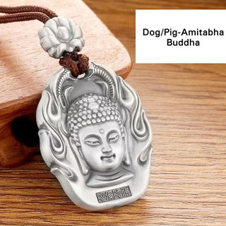 Buddha Gift Chinese Zodiac Natal Buddha Om Mani Padme Hum Lotus Compassion Necklace Pendant