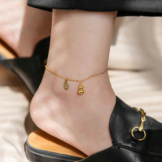 Buddha Gift 18k Gold Lucky Gourd Design Wealth Buckle Anklet
