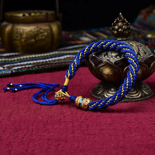 Buddha Gift Tibetan Handmade Luck Thangka Prayer Wheel Charm Weave String Bracelet