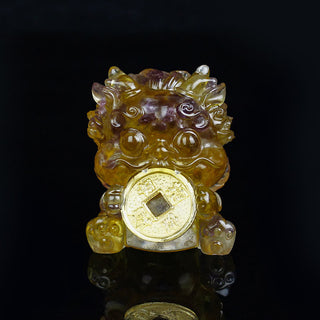Buddha Gift Handmade Cute PiXiu Gold Coin Crystal Fengshui Energy Wealth Fortune Home Decoration