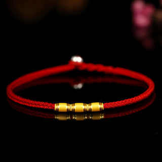 Buddha Gift 999 Gold Lucky Bead Eight Thread Peace Knot Red Rope Bracelet