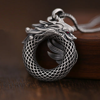 Buddha Gift 999 Sterling Silver Year Of The Dragon Auspicious Peace Buckle Carved Success Necklace Pendant