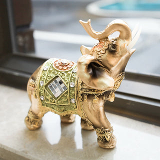 Buddha Gift Lucky Feng Shui Green Elephant Statue Sculpture Wealth Figurine Gift Home Decoration