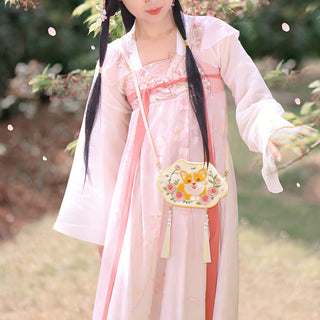 Buddha Gift Embroidery Lucky Panda Cat Shiba Inu Deer Rabbit Fox Flower Cute Animal Hanfu Bag Crossbody Bag Shoulder Bag