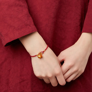 Buddha Gift Handmade Fu Character Charm Luck Happiness Bell Red Rope Bracelet