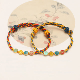 Buddha Gift Handmade Dunhuang Color Thread Peace And Joy Protection Braid String Bracelet