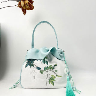 Buddha Gift Suzhou Embroidery Camellia Magnolia Peony Lotus Silk Tote Crossbody Bag Shoulder Bag Handbag