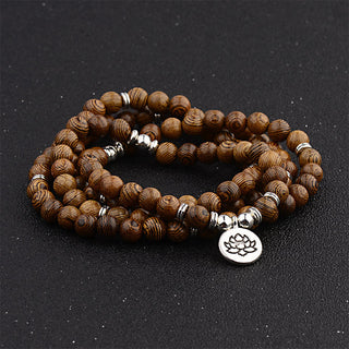 Buddha Gift Tibetan Lightning Strike Wood Bracelet Lotus Buddha Mala