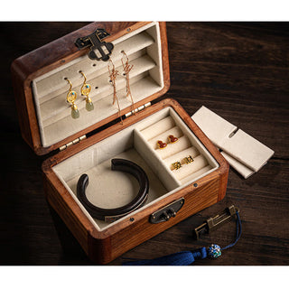 Buddha Gift Retro Handmade Floral Pattern Rosewood Jewelry Storage Box Lockable Wooden Gift Organizer Box