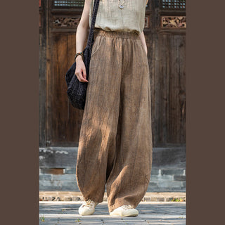 Buddha Gift Ramie Cotton Linen Pants Tie-dye Design Trousers Loose Zen Yoga Women's Pants with Pockets