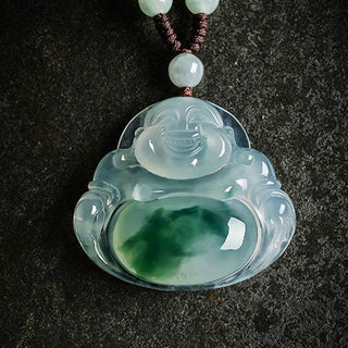 Buddha Gift Cyan Jade Luck Necklace Pendant