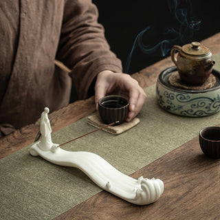 Buddha Gift Buddha Monk Ceramic Sea Wave Mountain Blessing Incense Burner Decoration