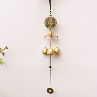 Buddha Gift Blessing Letter Elephant Bagua Auspicious Coin Wall Hanging Chime Bell Handmade Home Decoration