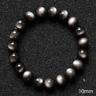 Buddha Gift Natural Silver Sheen Obsidian Soothing Protection Bracelet