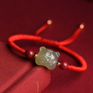 Buddha Gift Jade Cinnabar Lucky Tiger String Bracelet